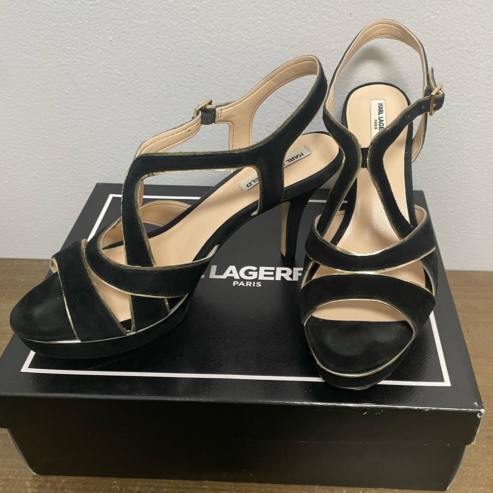 Karl Lagerfeld Eloise Black Gold Heel